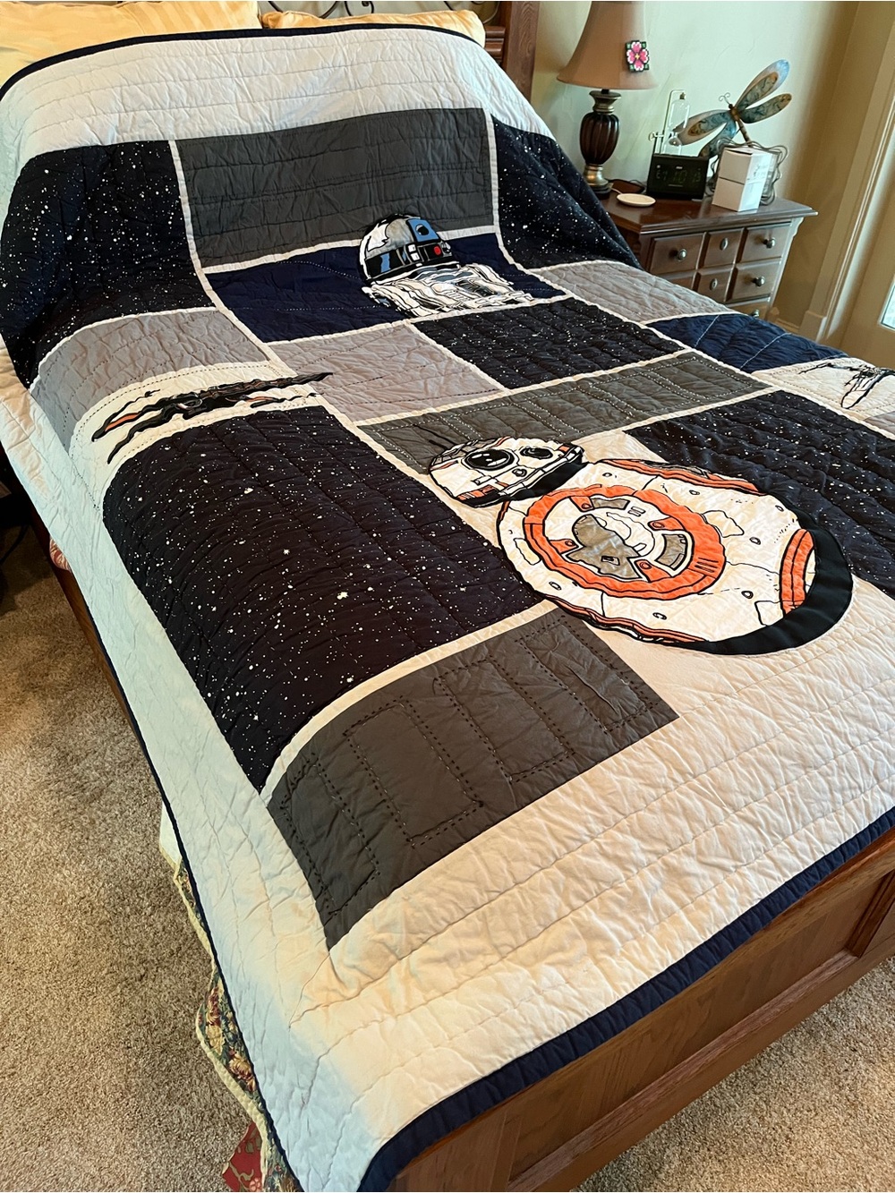 Pottery Barn Kids Star Wars Droid Bed Quilt Full/Queen R2D2 BB8 X Wing